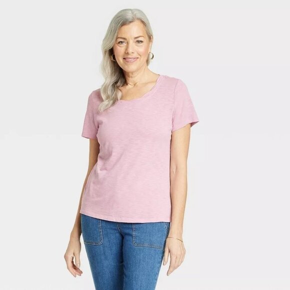 NEW Knox Rose Cotton/Modal Round Neck T-Shirt - Pink - Picture 1 of 4